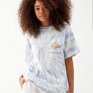 Coca Cola Unity Collection Blue Tie-Dye T Shirt Peace Rainbow Size S